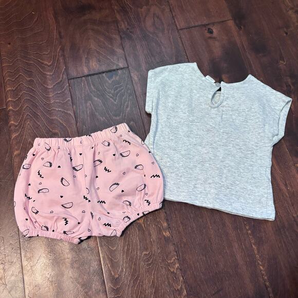 PL Baby By Petit Lem Girl's 6 Months Taco Tuesday Outfit Top Shorts Tacos - Picture 2 of 7